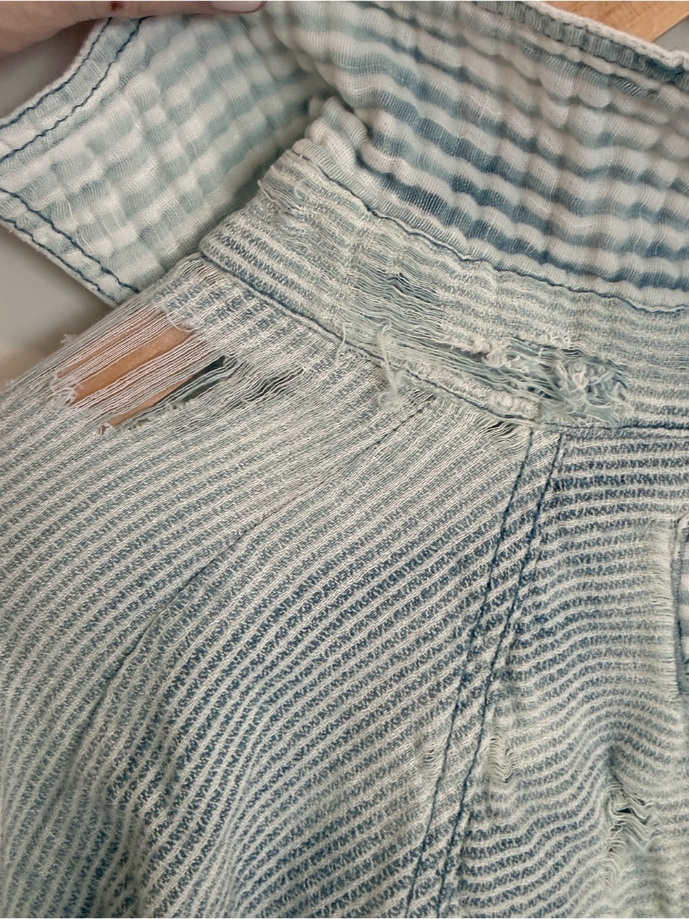 We The Free Light Blue Striped Casual Button-Down Shirt - Picture 4 of 11